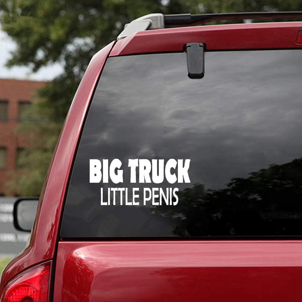 15.2X6.7Cm Big Truck Little Penis Divertido texto sucio Pegatinas de