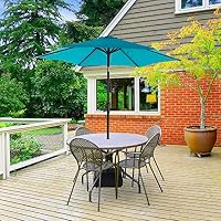Amazon Com Cobana 7 5 Ft Patio Umbrella Outdoor Table Market Umbrella With Push Button Tilt And Crank 6 Ribs Turquoise Garden Outdoor