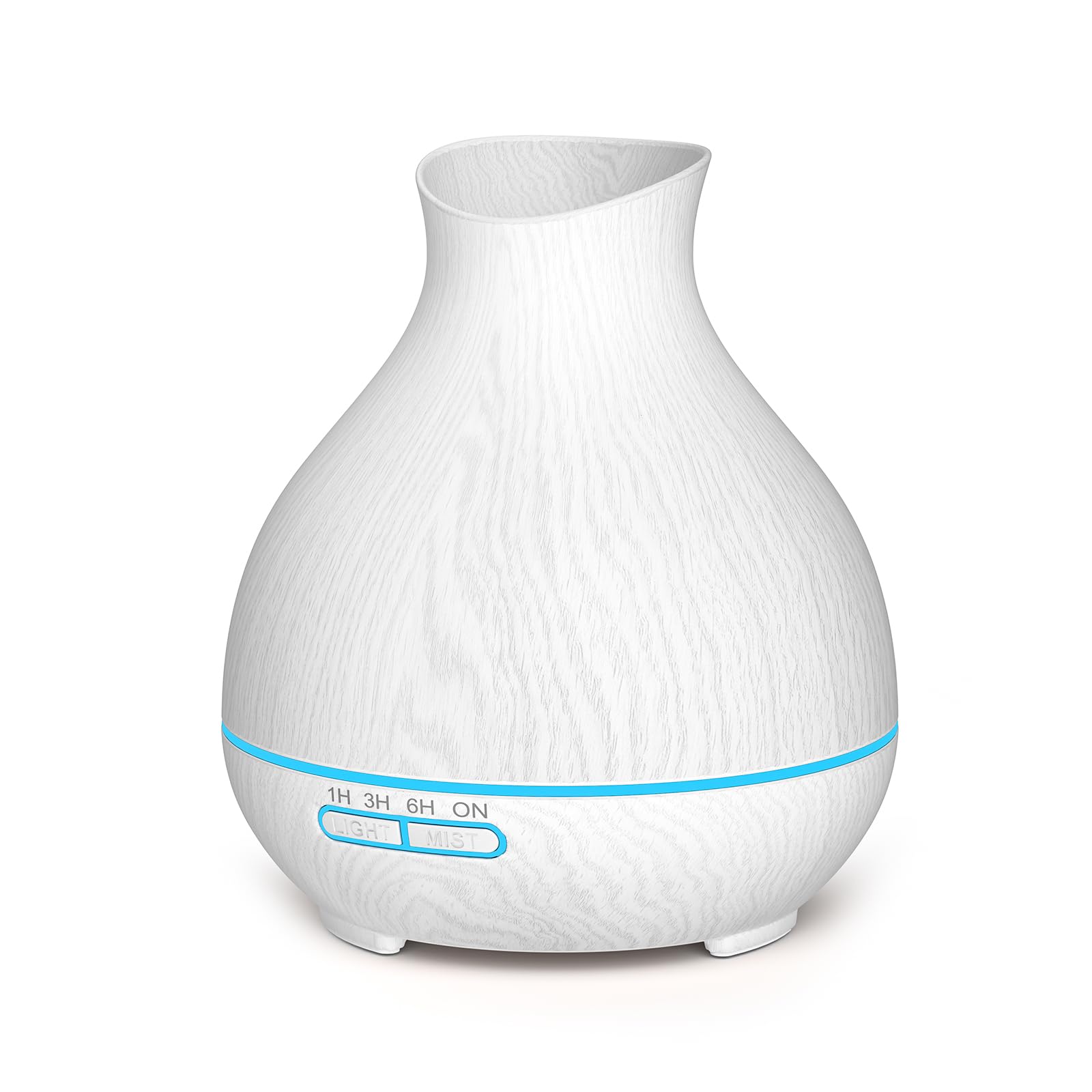 550ml Essential Oil Diffuser, Aromatherapy Wood Grain Aroma Diffusers with Timer Cool Mist Humidifier for Large Room, Home, Baby Bedroom, Waterless Auto Shut-off, 7 Colors Changing Lights (White)