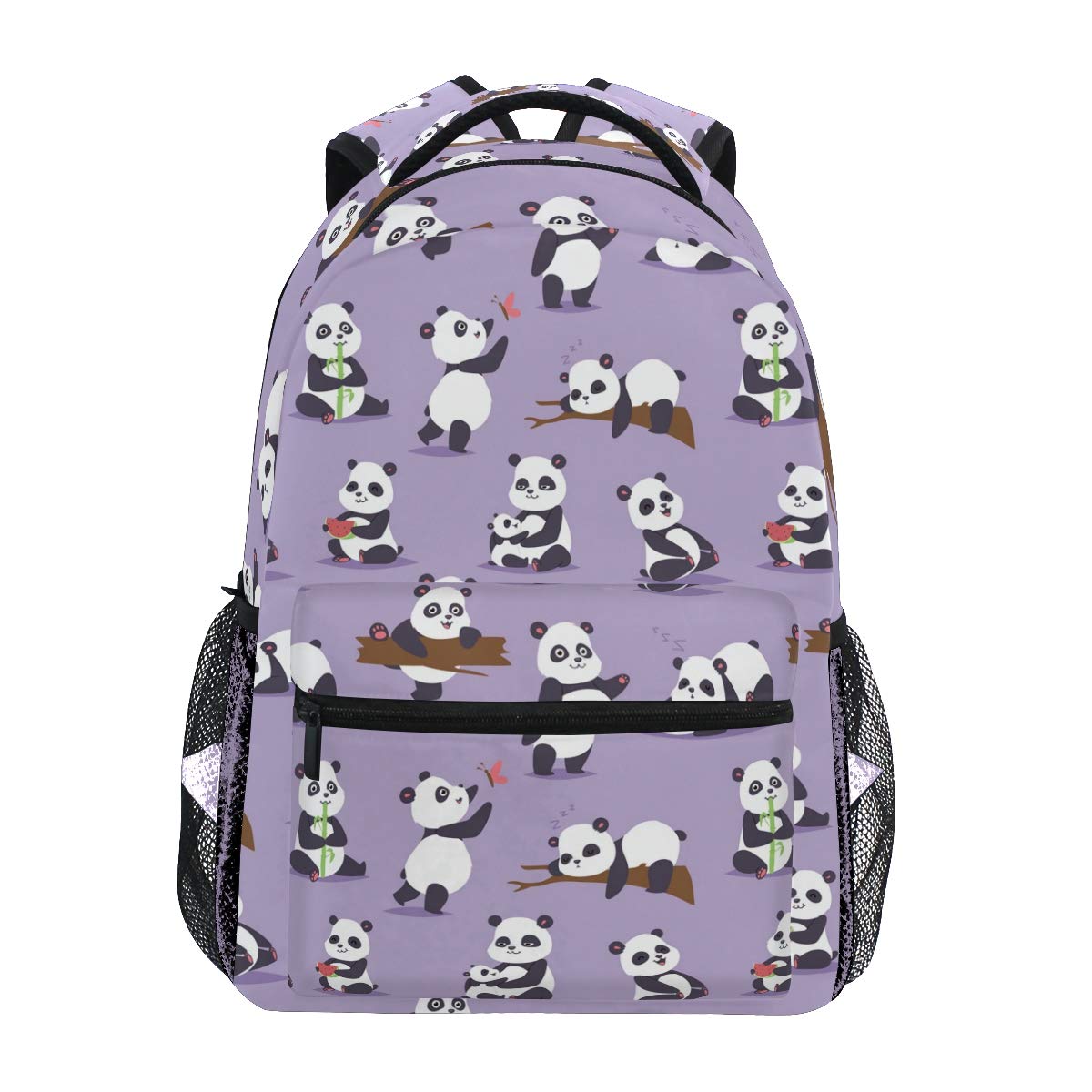 Panda Purple School Backpack for Boys Girls Kids Travel Bag Bookbag
