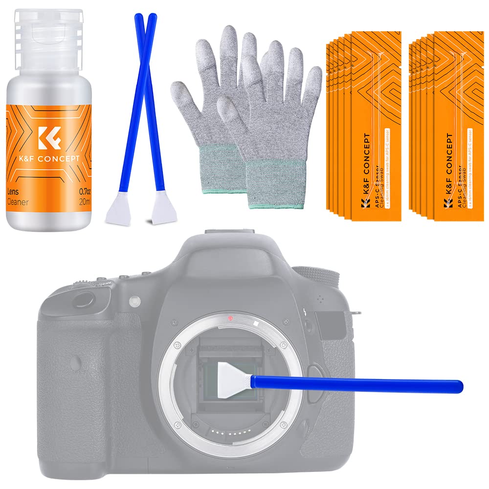 K&F CONCEPT APS-C 16mm (16 Pieces) Professional Sensor and Camera Cleaning Kit for Optical Lenses and Digital Cameras Compatible with Sony/Canon/Nikon/Olympus