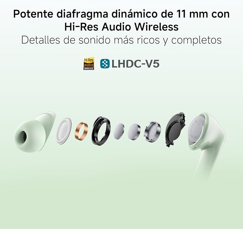 Redmi Buds 8, auscultadores sem fios, ANC 50 dB, 44 h, verde