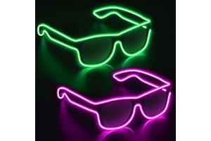 YouRfocus Wireless Led Light up Glasses 2 Pack Glow in The Dark Neon Rave Glasses for Rave Party, EDM, Halloween, Christmas (Green + Pink)