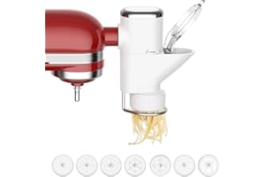 Gourmet Pasta Press Attachment for KitchenAid Stand Mixers, Pasta Attachment for Kitchen Aid Mixer Attachments with 7 Interchangeable Pasta Plates, Pasta Maker by HOZODO