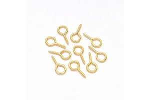 AGCFABS 200pcs Gold Small Tiny Mini Screw Eye Pins Hooks Eyelets Screw Threaded for Jewelry Making Findings DIY Crafts,5 Sizes (Gold, 6.5mm*13.5mm(0.26inch*0.53inch))