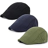 Geyanuo 3Pcs Cotton Newsboy Hat for Men Cool Adjustable Flat Cap