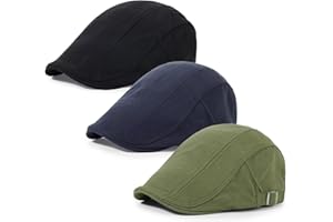 Geyanuo 3Pcs Cotton Newsboy Hat for Men Cool Adjustable Flat Cap