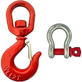 HENBOW 2 Ton Swivel Hooks and D Ring Shackle,G80 Weight Lifting Hooks with 1/2" Shackle,4400Lbs Safety Load Limit,Heavy Duty Alloy Steel Round Rotating Trailer Chain Hooks