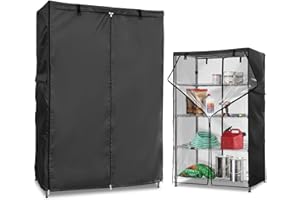 Dalema Wire Rack Covers,Heavy Duty 600D Dustproof Waterproof Storage Rack Covers for Metal Shelves,Storage Shelf Cover with Zipper for Wire Shlef,48''W x 19''D x 72''H,Black with Clear Front