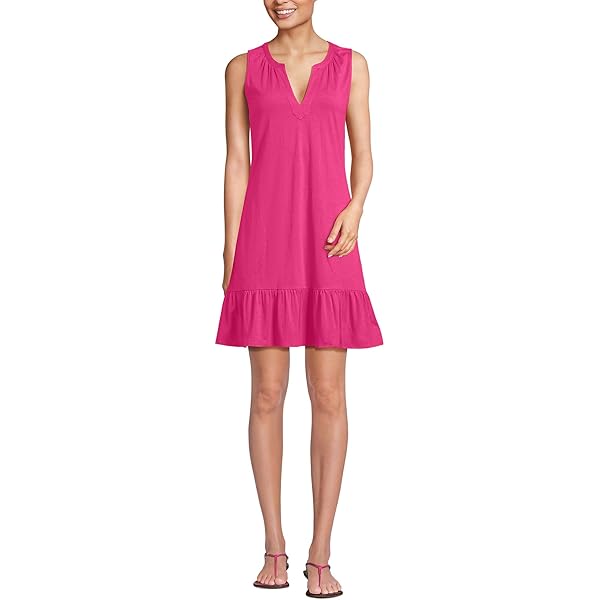 Lands' End Women's Petite Cotton Jersey Notch Neck Dress X-Small Navy Graphic Floral at Amazon Women's Clothing store Lands' End Women's Petite Cotton Jersey Notch Neck Dress X-Small Navy Graphic Floral at Amazon Women's Clothing store