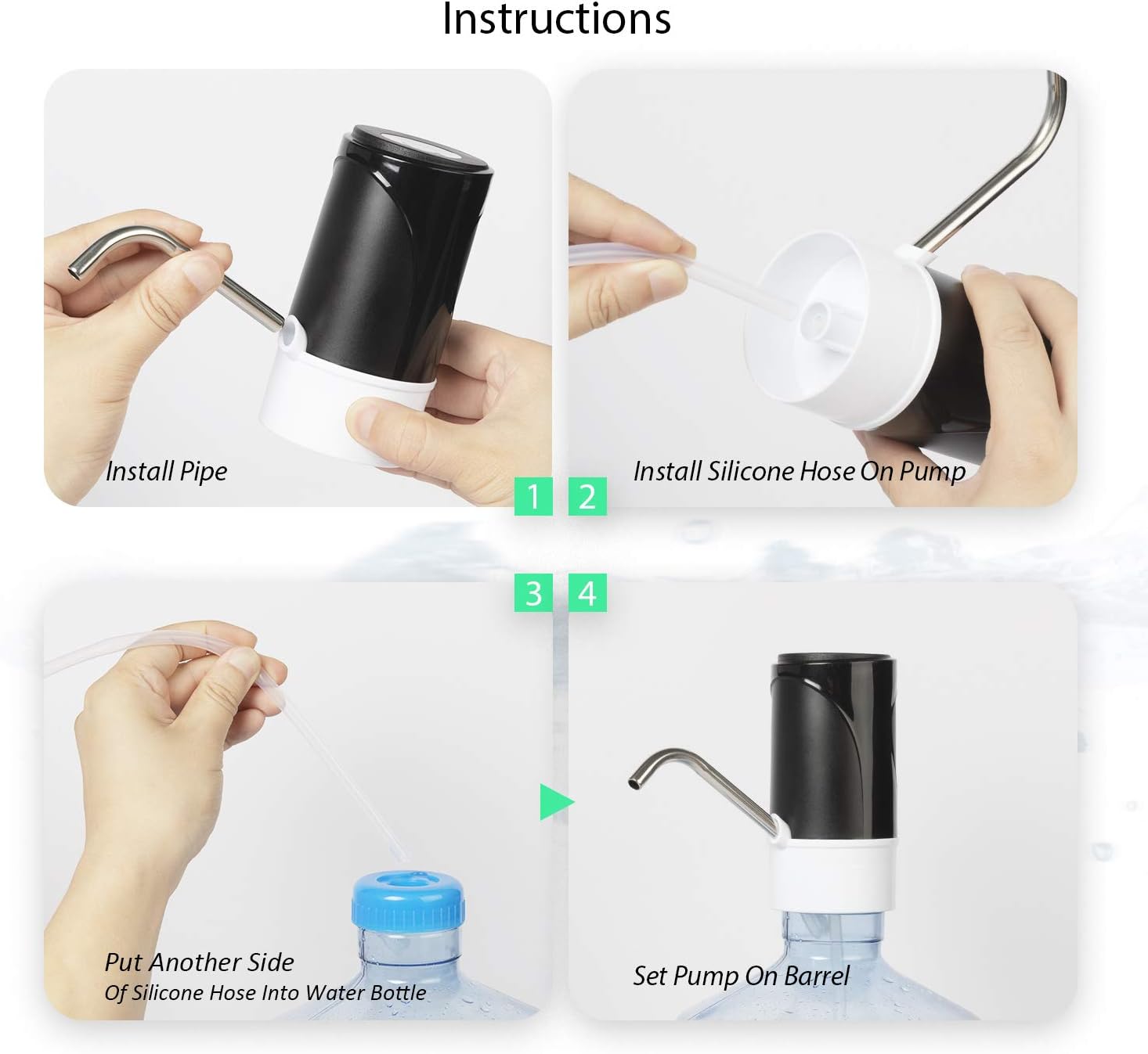 Bottle Water Dispenser Pump 5 Gallon Water Dispenser USB Charging Automatic Drinking Water Pump Portable Electric Bottle Water Pump For Universal 2-5 Gallon Bottle Home Office - - 