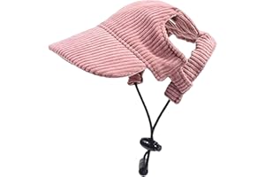 Bucket Hats for Dogs Cats, Round Brim Pet Summer Hat with Ear Holes & Neck Strap, Adjustable Outdoor Climbing Sun Visor Hat