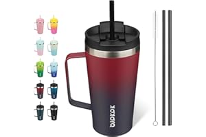 BJPKPK Insulated Tumbler with Handle, 18oz Insulated Tumblers with Lid and Straw, Stainless Steel Metal Water Bottles, Coffee