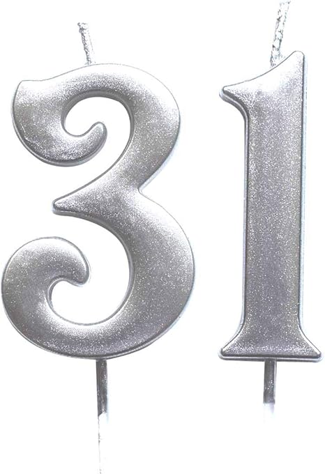 Amazon Magjuche シルバー 31歳の誕生日 数字 キャンドル 31番 ケーキトッパー キャンドル パーティー デコレーション 男女兼用 キャンドル キャンドルスタンド オンライン通販
