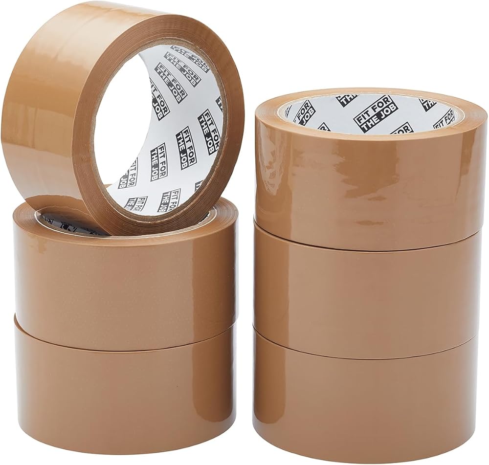 Fit For The Job Parcel Tape Heavy-Duty 48mm x 66m 6 Rolls Brown