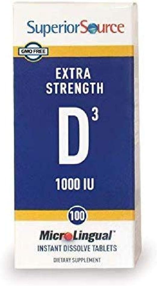 Superior Source Vitamin D3 [1000] IU Sublingual Tablets - Vitamin D Supplement Quick Dissolve Melts - 100 Count, White ('076635908509): Health & Personal Care