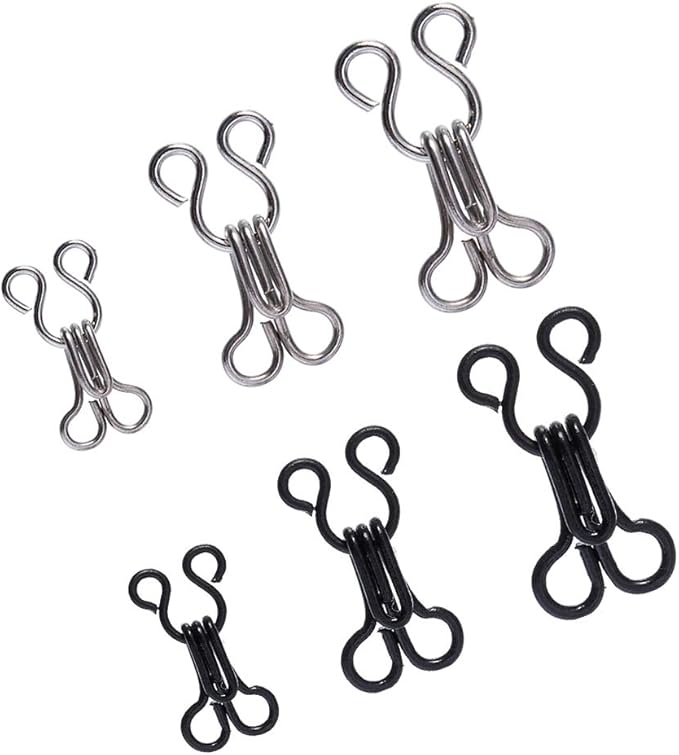 Bra Hooks 60 Sets Bra Extender Hooks and Eyes for Sewing Durable Metal Bra Repair Hooks