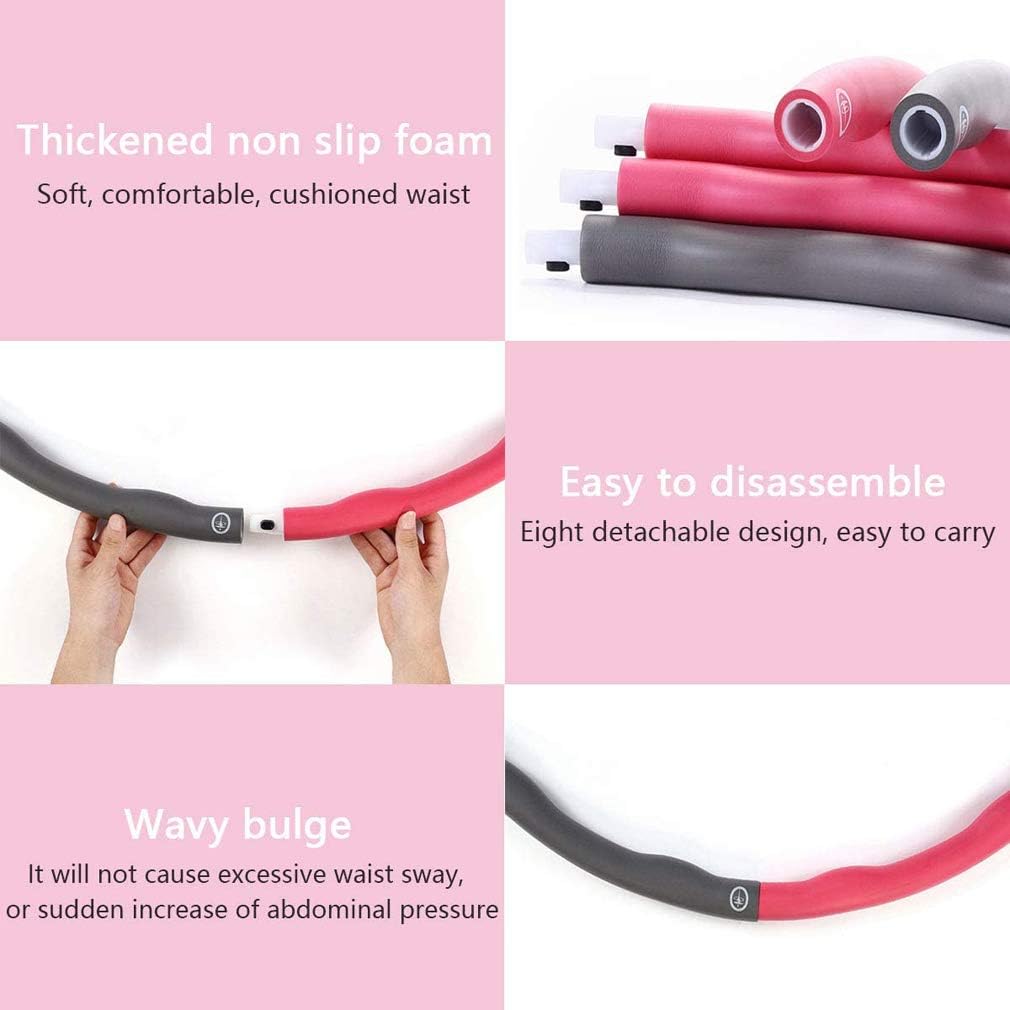 EXQUIFIRM Exercise Hula Hoop for Adults, Professional Soft Fitness Hoola Hoop - Easy to Spin, Premium Quality and Soft Padding Weighted Hoop, 8 Section Detachable Design: Toys & Games