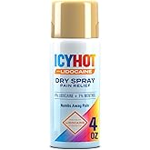 Icy Hot Lidocaine Pain Relief Dry Spray, Numb Aggravated Nerves with Max Strength Lidocaine 4% and Menthol 1%, Fast-Acting Pa