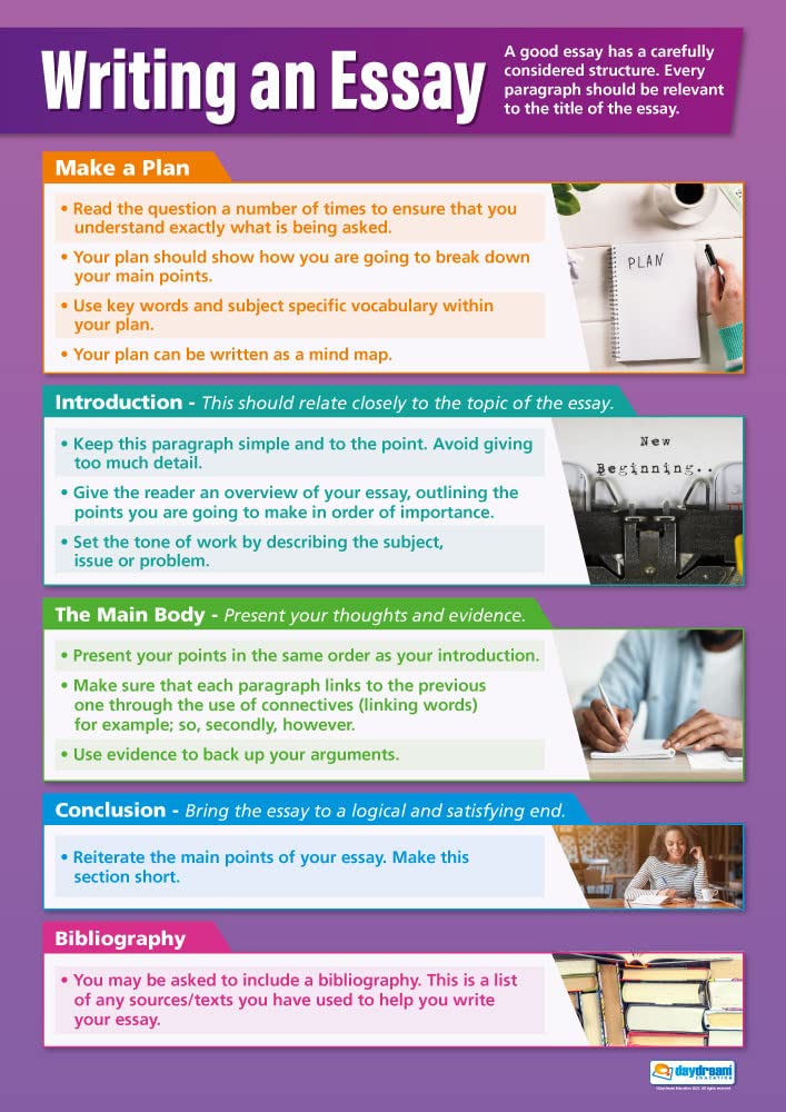 Daydream Education Writing an Essay | Life Skills Posters | Gloss Paper measuring 850mm x 594mm (A1) | Functional Skills Classroom Posters | Education Charts