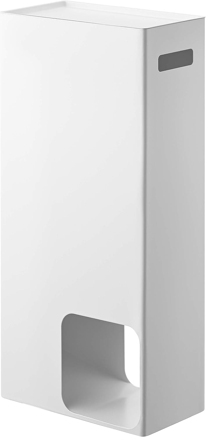 Yamazaki 3455 TOWER Toilet Paper Stocker, White, Steel, Minimalist Design, 23 x 12.5 x 48 cm (LxWxH)