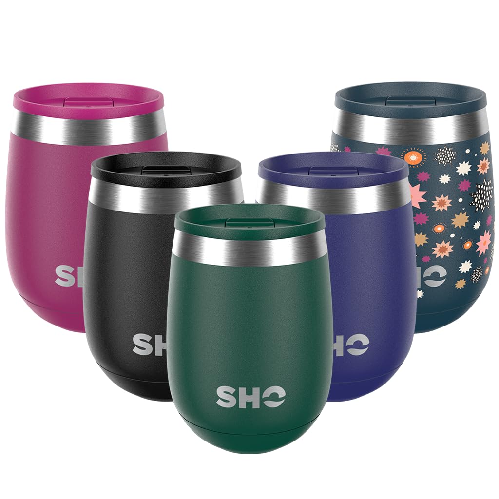 SHO Pacto - Ultimate Insulated Stainless Steel Reusable Coffee Cup & Stemless Wine Tumbler - 4 Hours Hot, 8 Hours Cold - 360ml - BPA Free (Forest Green, 360ml)