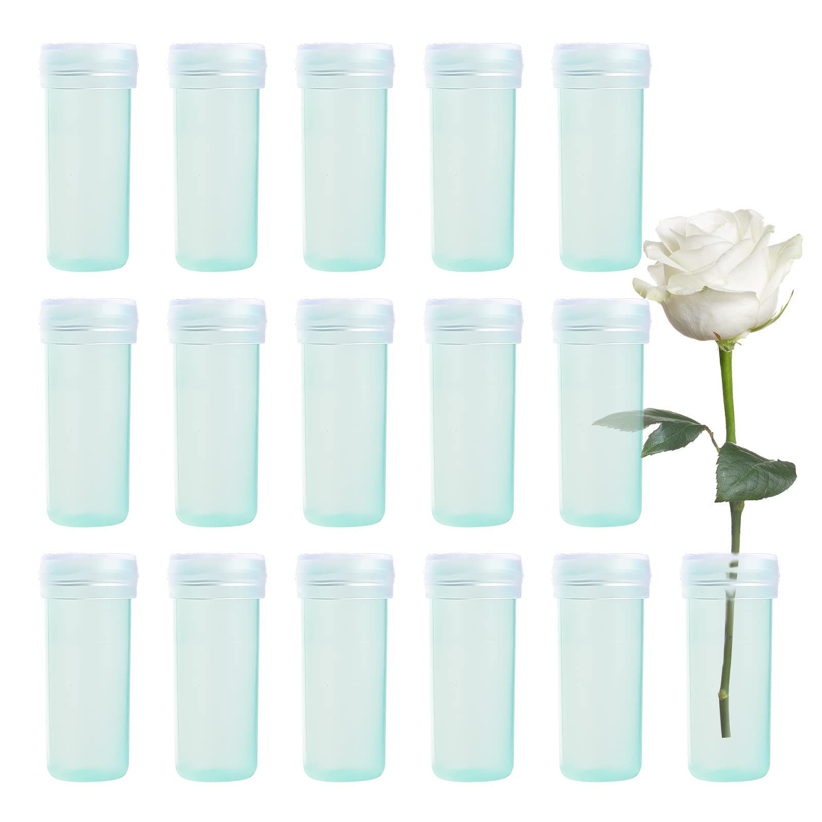 WANDIC Flower Water Tubes, 100 Pcs Clear Flowal Tubes Plastic Flower Vials with Caps for Flower Arrangements, 1.6 x 0.6 Inch — image 1
