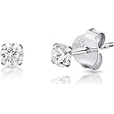 925 Sterling Silver Stud Earrings with Cubic Zirconia CZ - Hypoallergenic Earrings for Women and Men - Butterfly Back Studs - Diameter 2, 3, 4, 5 mm