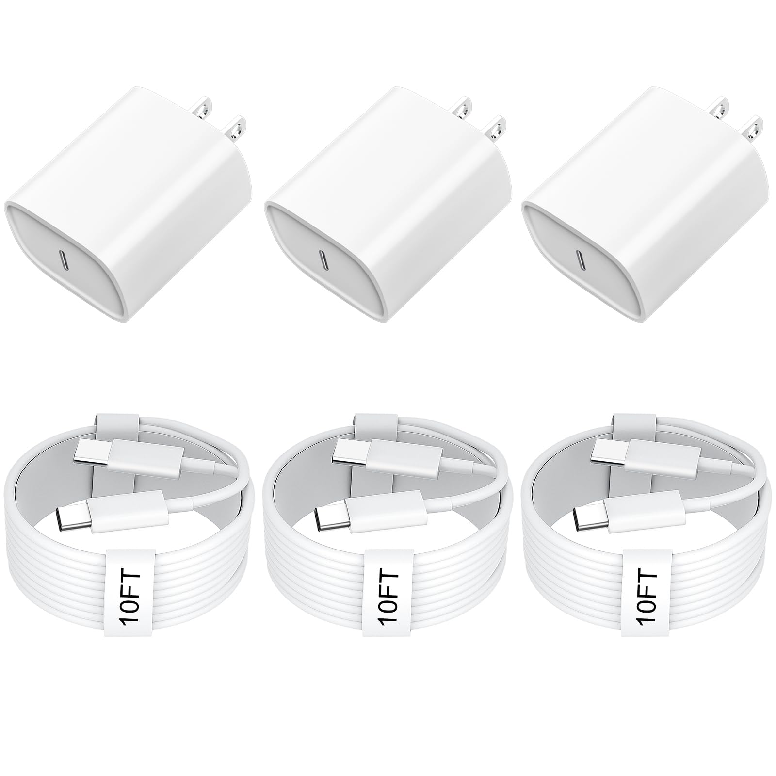 iPhone 16 15 Pro Max Charger Fast Charging,20W USB C iPhone 16 15 Charger Block with 10ft Long Type C Charging Cable Cord for iPhone 16/16 Pro/16 Pro Max/16 Plus 15/15 Pro Max/Pro, Galaxy S24 (3 Pack)