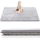 Thick Baby Play Mat for Floor,71 x 59 Playpen Mat,Large Tummy Time Foam Mats,Soft Support & Plush Feel Nursery Kids Rug,Easy Care with Non-Slip Cushioned for Infant,Kids and Toddler Crawling,Grey