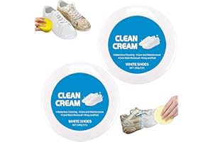 White Shoe Cleaner Cream, Multipurpose No-Wash Solid Cleaning Paste w/Sponge,for Leather Sneakers Soles,Removes Stains Dirt
