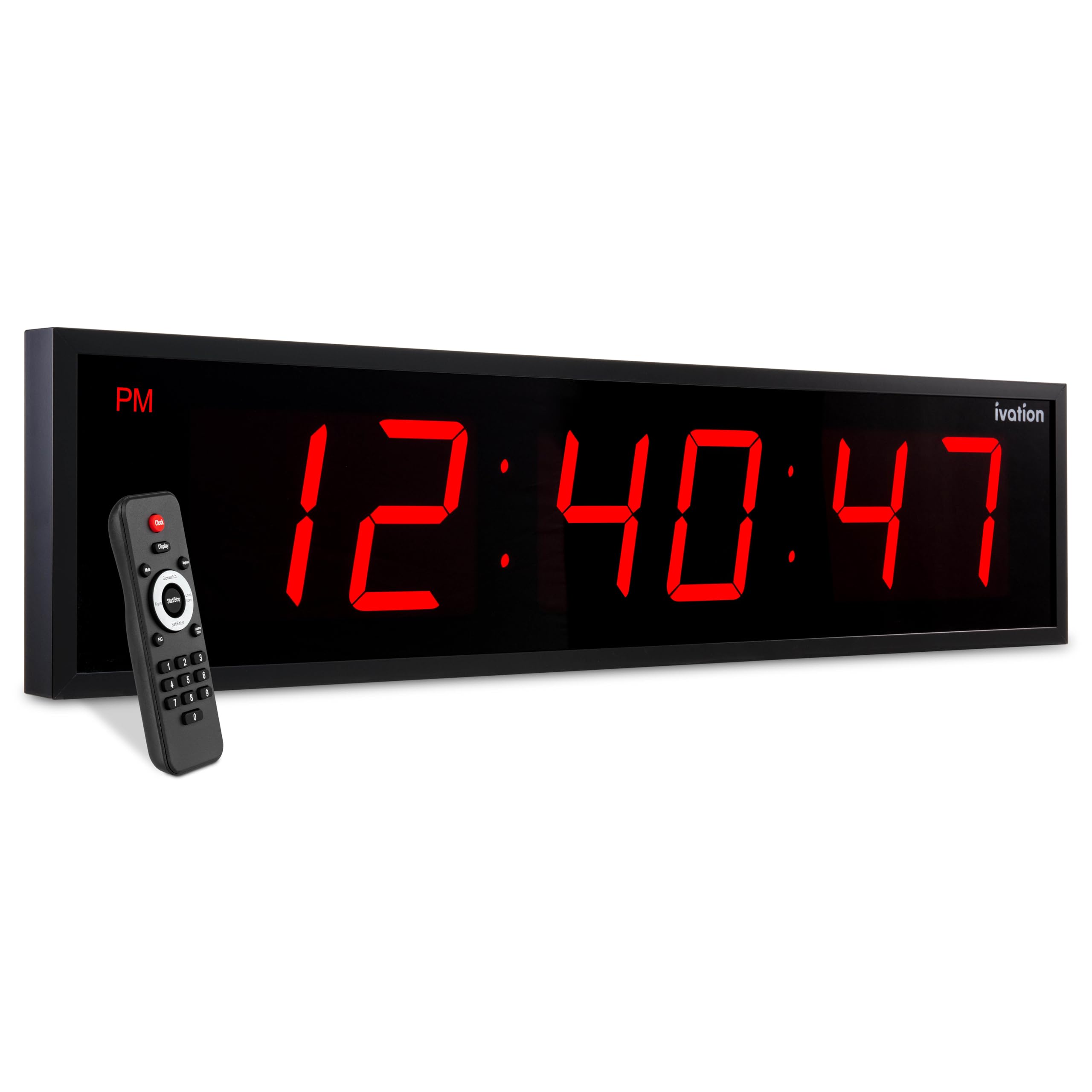 Photo 1 of **SELLING FOR PARTS---Remote broken**Ivation Huge Oversized 60" Large Digital LED Clock | Big Digital Clock w/Multi-Function Display – Stopwatch, Timer, Alarms, Temp & Date | 6 Brightness Levels, Time Memory & Remote (Red)