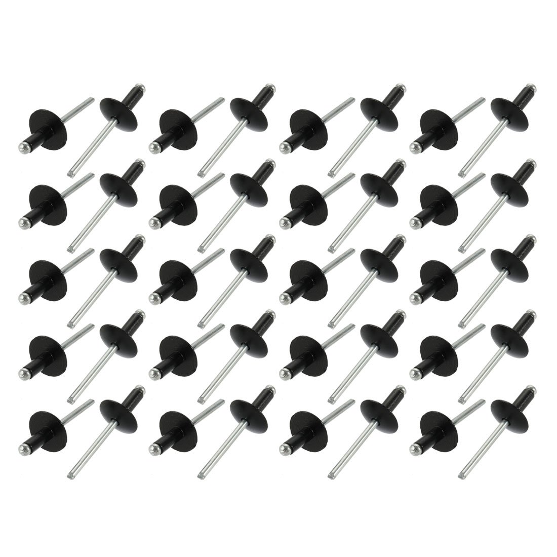 Sourcingmap 40 Pcs 4.8mm x 12mm Aluminum Open End Large Flange Blind Rivets