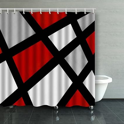 Family Unique Decorative Custom Xmas Shower Curtains Red Gray