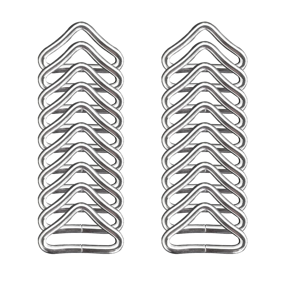 RAQIFAYA 20 PCS Trampoline Triangle Buckle Metal Trampoline V-Rings Durable Triangle Ring Buckle High Strength Erosion Resistance for Trampoline Replacement Repair Accessories