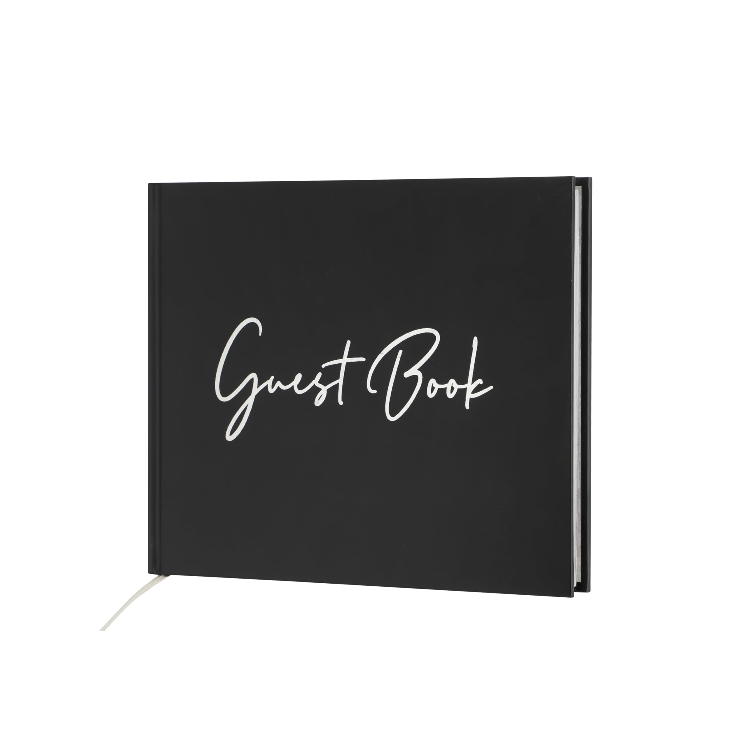 Luxury Guest Book Elegant Premium Hardcover Perfect for Weddings Parties Business Meetings Funerals Company Reception Baby Showers Christening Visits Special Events 100 Pages (Black with Silver Text)