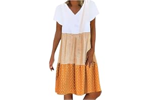 WAJCSHFS Summer Dresses for Women 2024 Casual Beach Plus Size Stripe Womens Summer Dresses V Neck Short Sleeve A-Line Dress