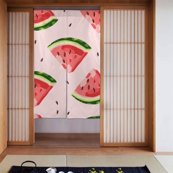 Cortinas para puertas Jugosa sandía Acuarela Cortinas de dormitorio