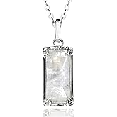 Genuine Rainbow Moonstone Necklace for Women | 925 Sterling Silver, Healing Crystal Jewelry | June Birthstone Necklace Adjustable 16”-18” Cable Chain Moonstone Pendant | Spiritual New Beginnings Gift for Women