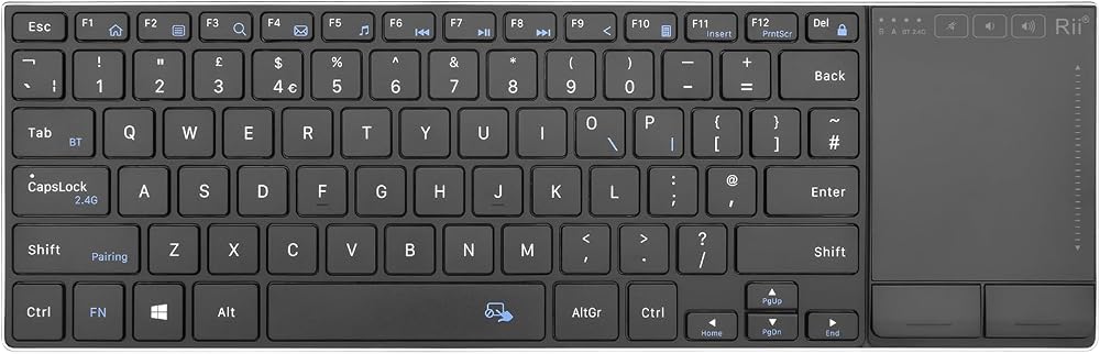 Rii K22S Wireless Keyboard with Trackpad BT 5.0 2.4G USB Receiver Metal Frame