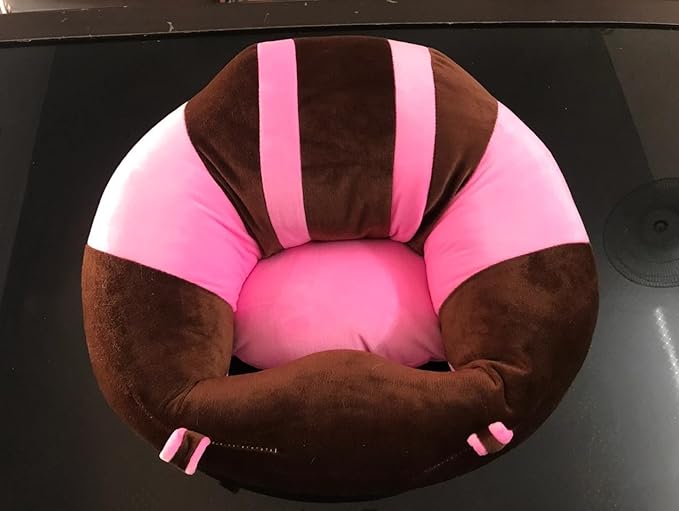 Tradeblush Cotton Toddlers Training Seat Baby Safety Sofa Dining Chair Learn to Sit Stool (Brown - Pink) (Age Upto 1 Year)