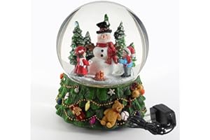 Aobaks Large Christmas Snow Globe 8.25inch H 150mm 8 Music Song, Playing Snowflakes, Led Light, 6/18 Timer, Santa Claus Christmas Water Snow Globe Gift Home Decoration (Green)