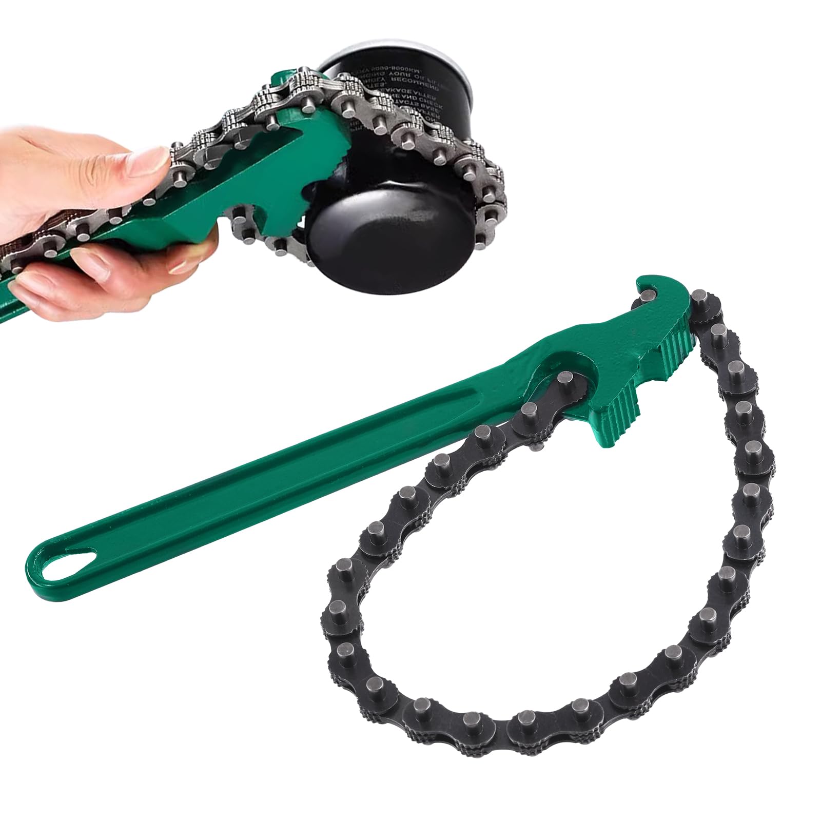 Keadic 1Pc 9 Inches Heavy-Duty Ratcheting Chain Wrench, Adjustable Oil Filter Chain Wrench Pliers, Multi-Purpose Pipe Fittings Spanner Fit Max 5 Inch Diameter for Truck & Car