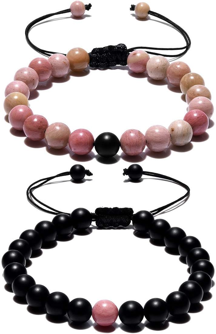 Long Distance Matching Couple Friendship Bracelets 8mm Natural Stone Healing Beads