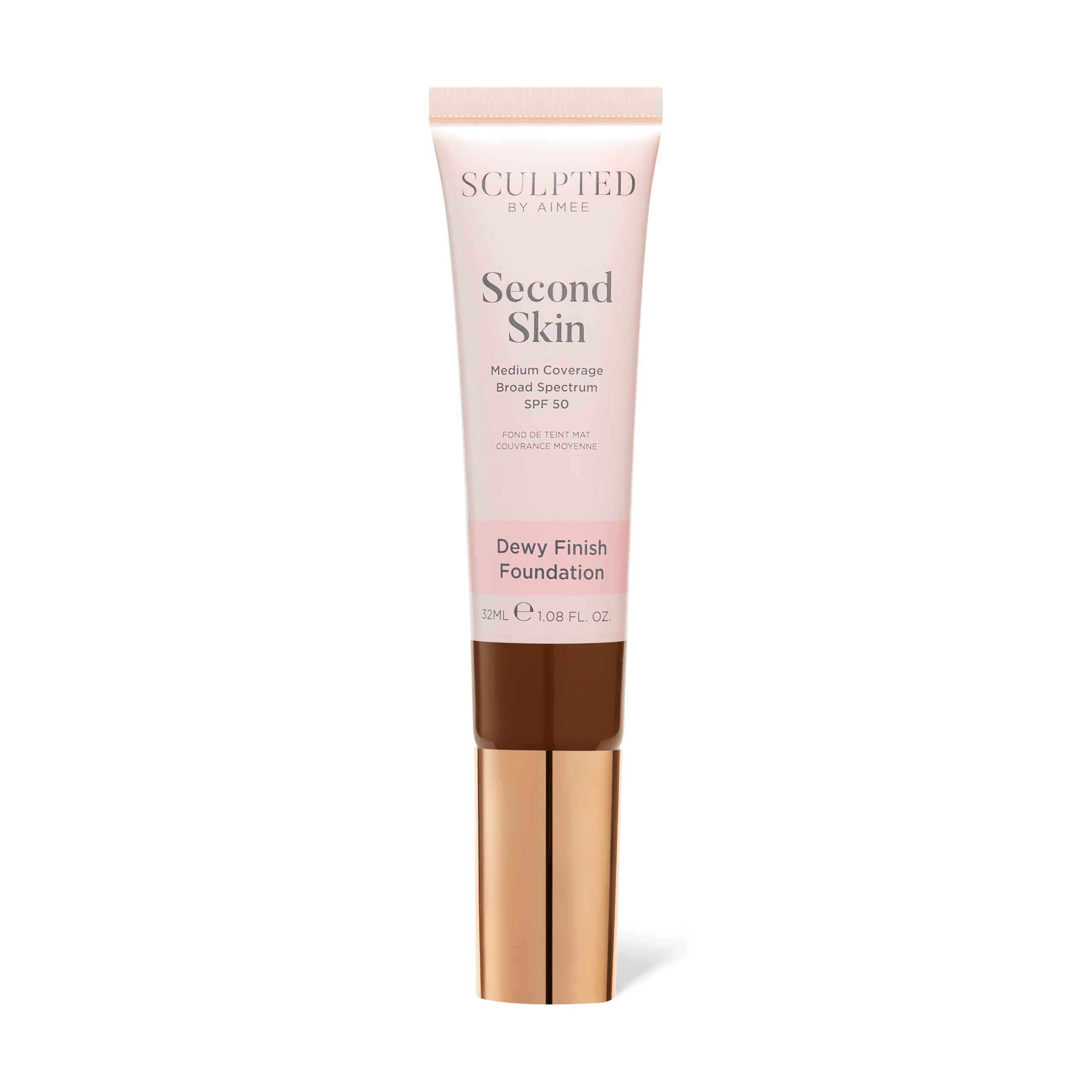 Second Skin Dewy Liquid Face Foundation from Sculpted by Aimee - 32ml Buildable, Medium Coverage Foundation with Dewy Finish, Hyaluronic Acid, Collagen Boosting Formula, SPF 50, (Deep Plus 7.5)