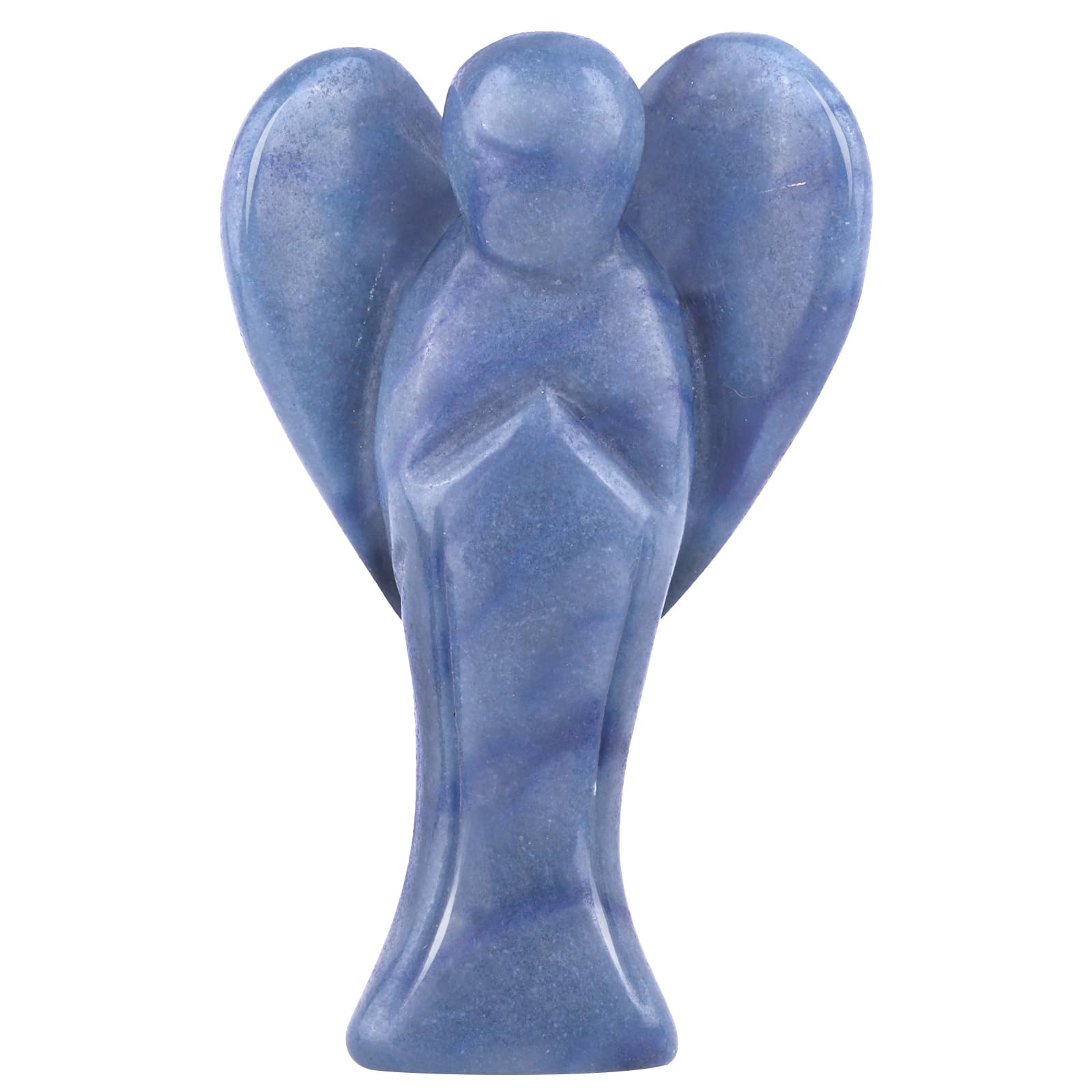 mookaitedecor 3 Inch Blue Aventurine Crystal Guardian Angel Ornament with Heart Wings Love Peace Crystal Angel Statue Carved Healing Crystal Angel Gift Angel Figurine Sculpture Spiritual Room Decor