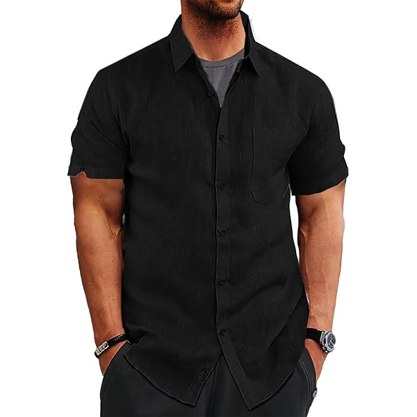 Ryannology Men's Linen Blend Henley Shirt - 3/4 Sleeve Regular Fit (White, Medium) - View #7