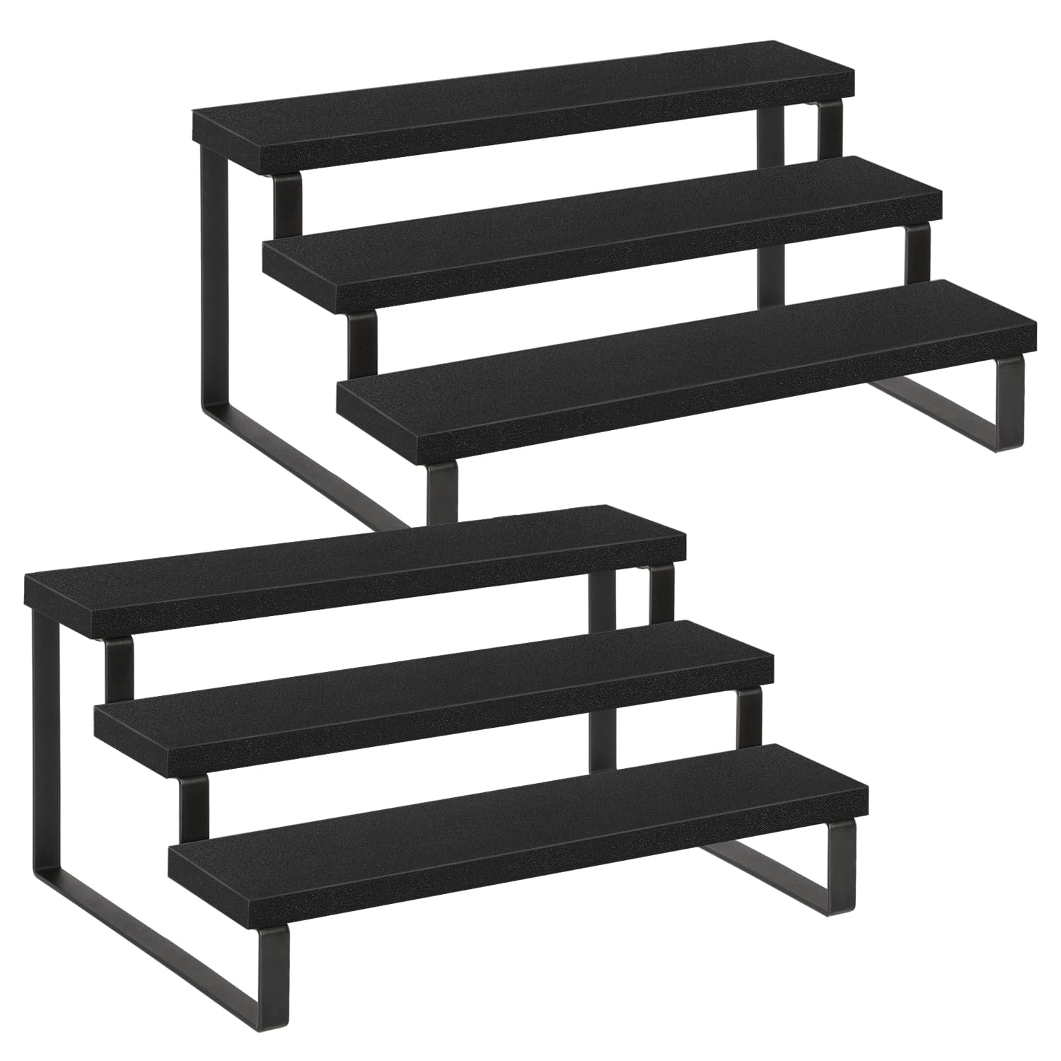 Photo 1 of YINMIT Wooden Display Riser Stand, Tiered Perfume and Cologne Organizer Stand, 3 Tier Spice Rack Organizer, Rustic Display Shelf for Candles (3 Tier,2Pack,Black)