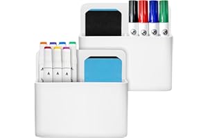 EZ COZY 2 Pack Magnetic Dry Erase Marker Holder, Magnetic Marker Holder for Whiteboard, Magnet Pencil Holder, Magnetic Pen Holder for Refrigerator, Locker, Metal Cabinets, Office