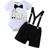 Laqualle Baby Boys Funny First Birthday Outfit Infant Boy 1st Cake Smash Clothes Bow Tie Pants Set